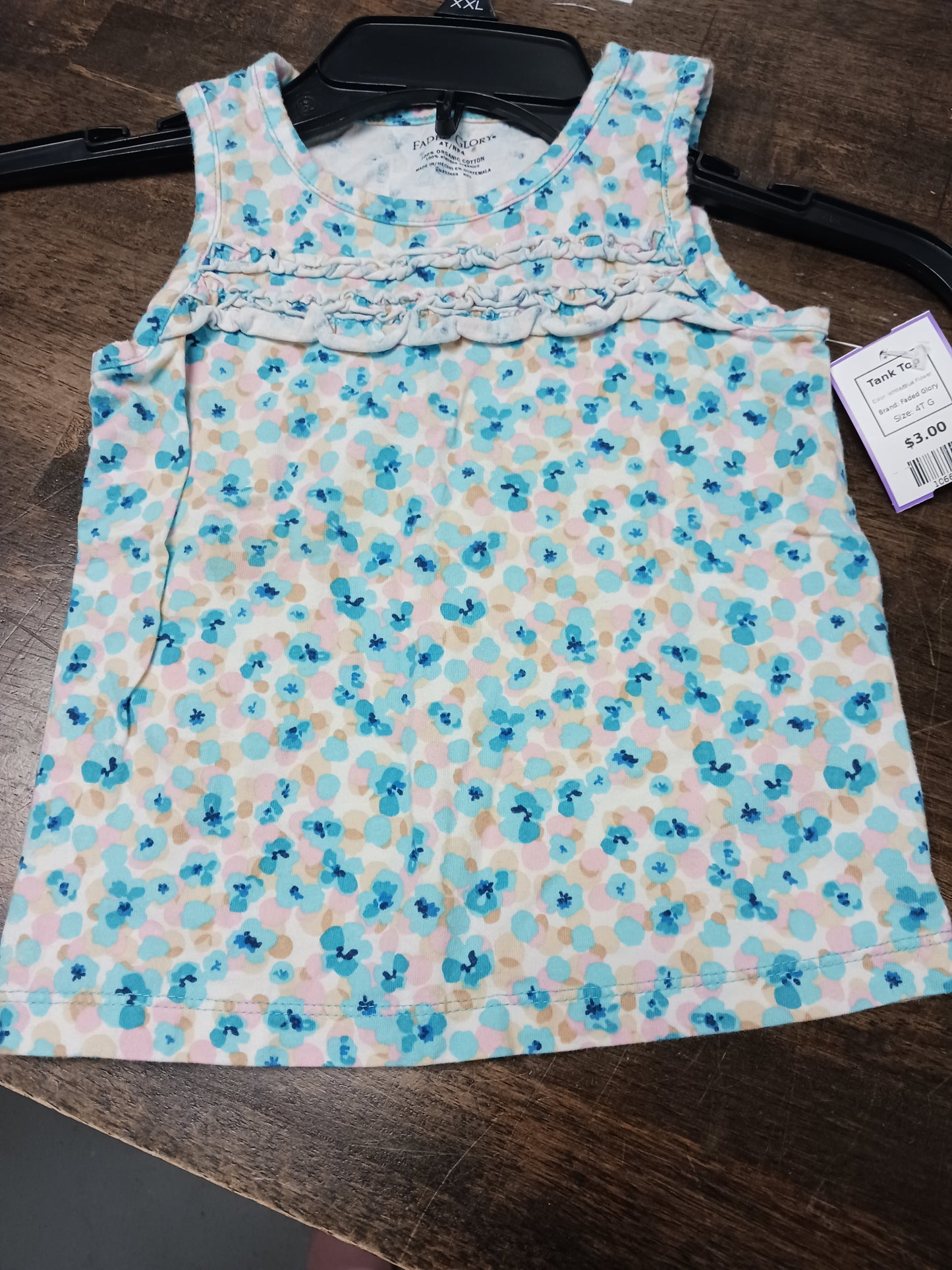 White/Blue Flower Faded Glory Tank Top, 4T G