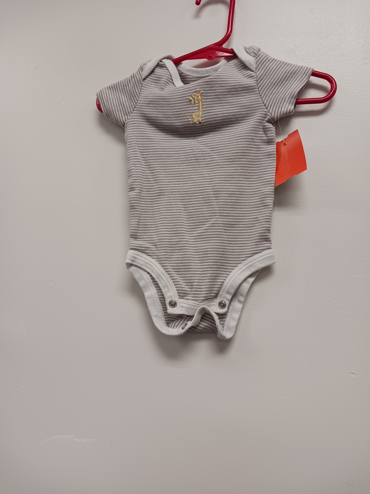 brown/white Babies R Us Striped Onesie, 6M B