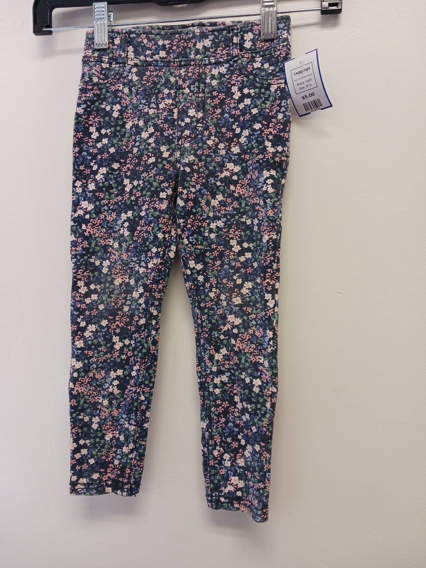 Navy/Colorful Flowers H&M Leggings, 3T G