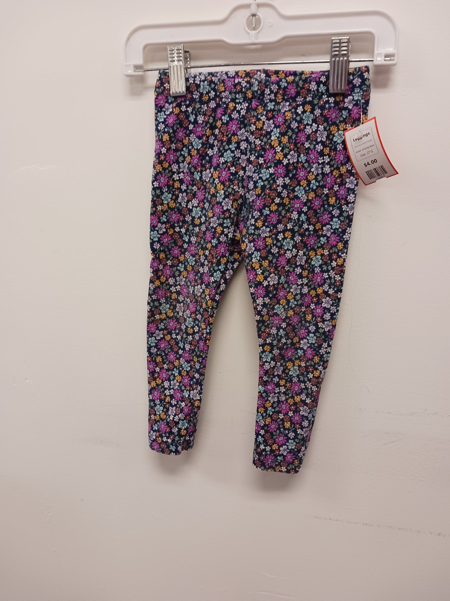 Navy/Colorful Flowers Jumping Bean Leggings, 2T G