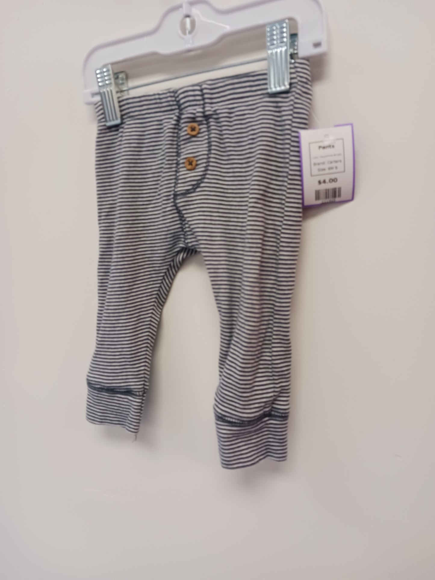 Navy/White Striped Carters Pants, 6M B
