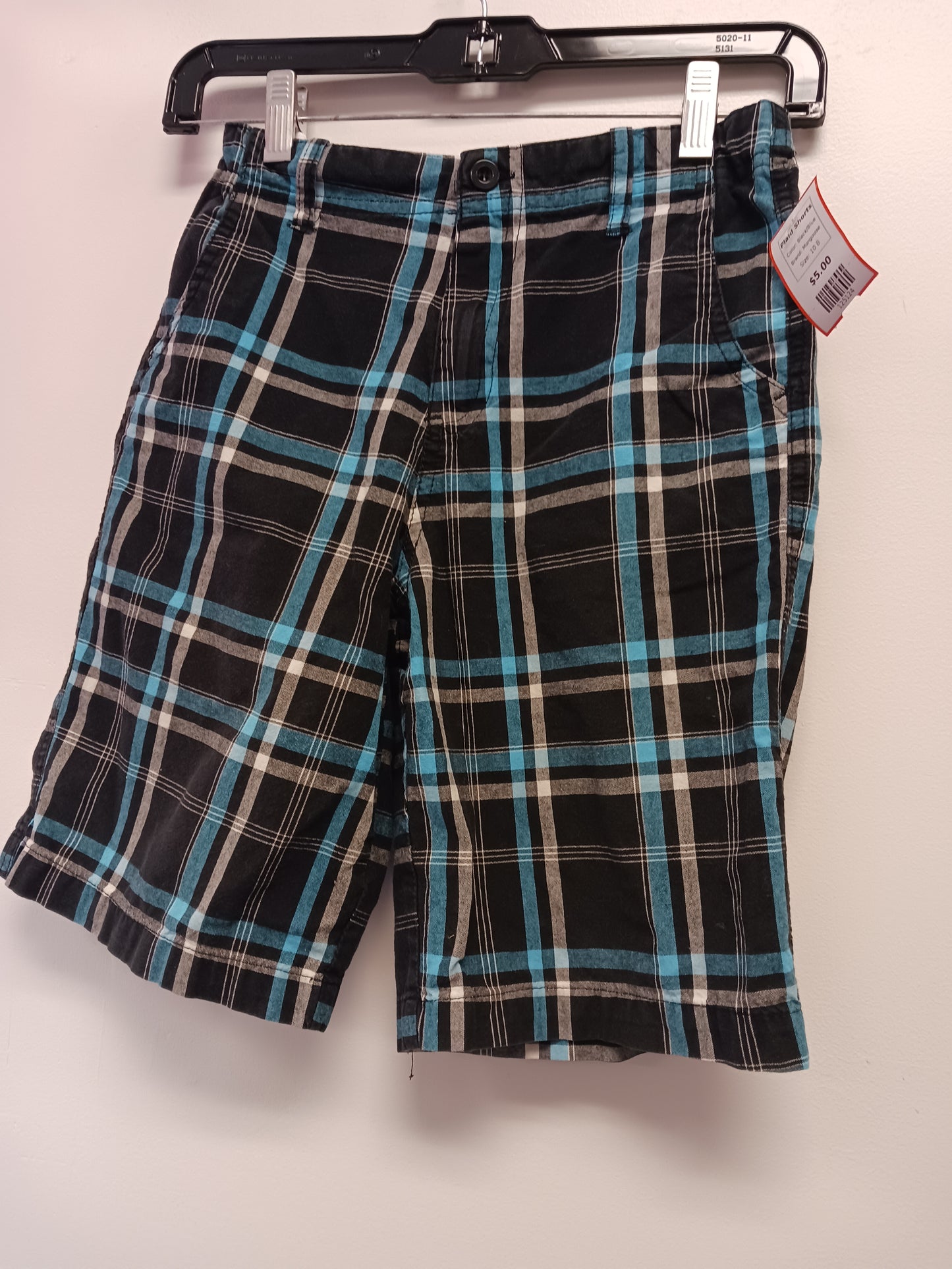 Black/Blue Mongoose Plaid Shorts, 10 B