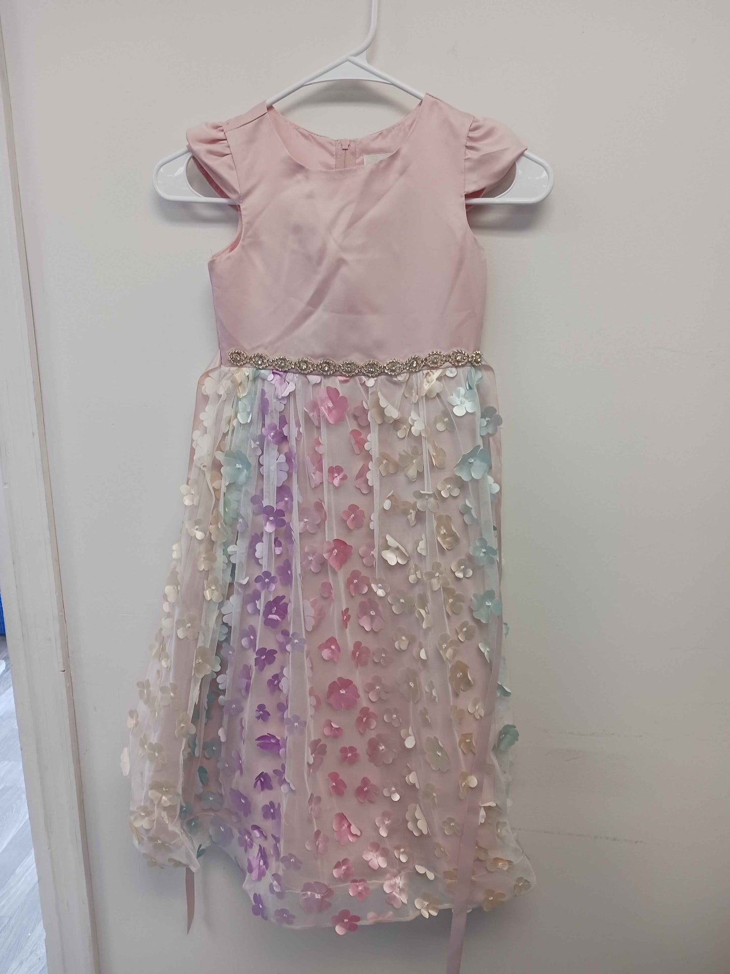 Pink/Colorful Flowers Rare Editions Holiday Dress, 6 G