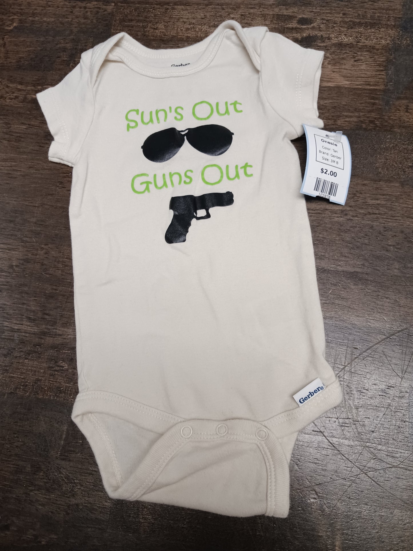 Tan Gerber Onesie, 3M B