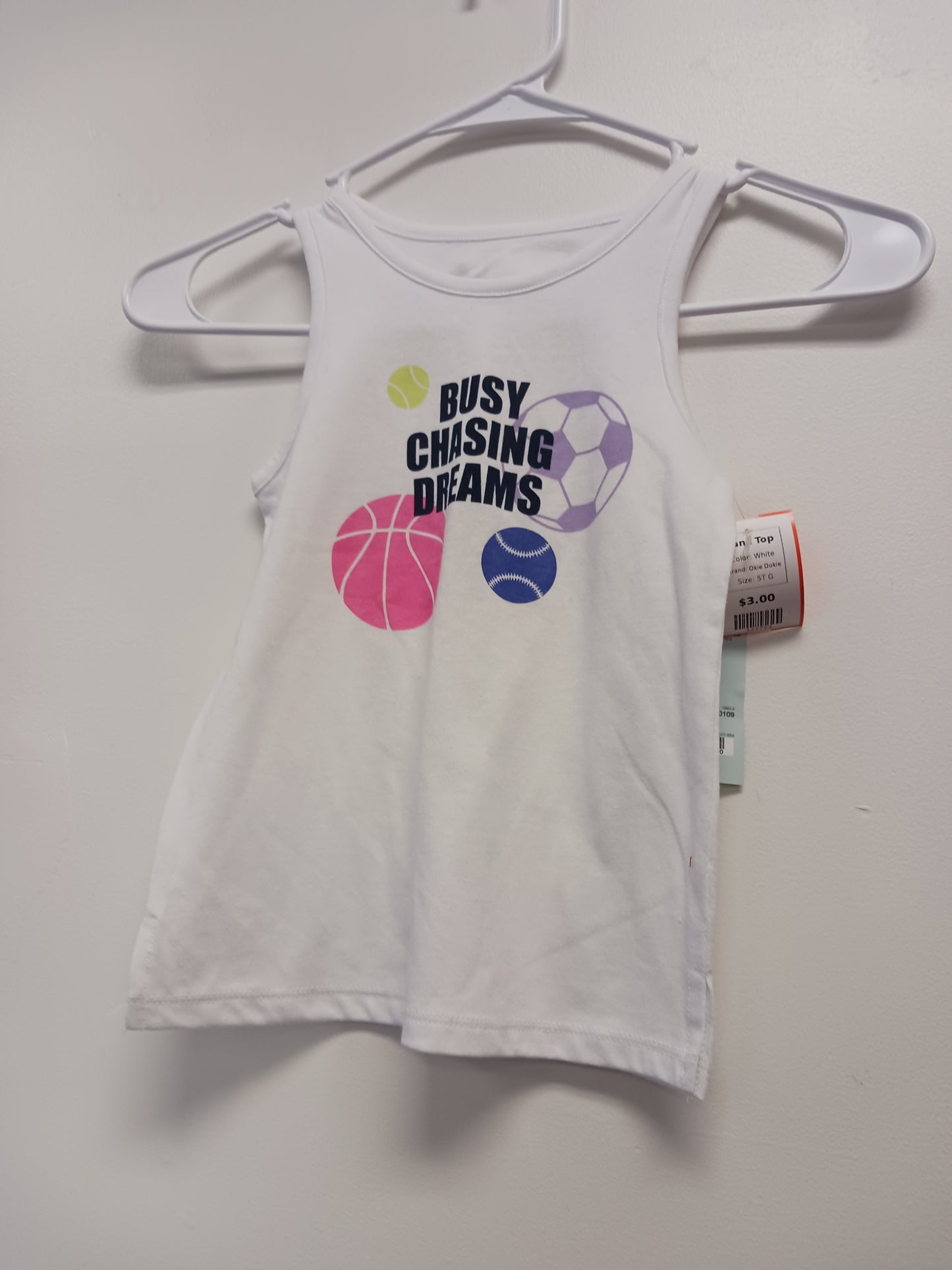 White Okie Dokie Tank Top, 5T G