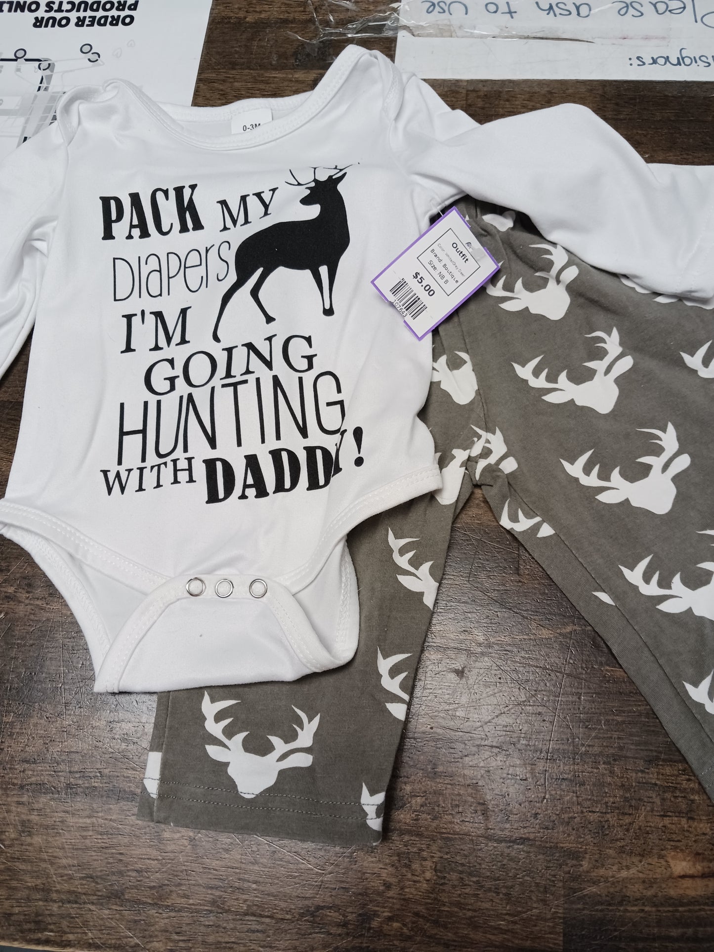 White/Grey Deer Boutique Outfit, NB B