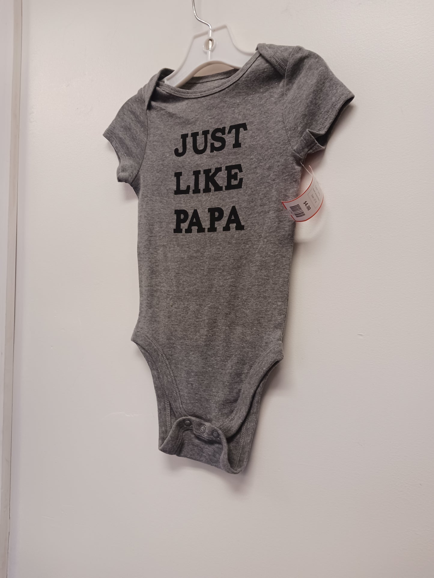 Grey Jumping Bean Just Like Papa Onesie, 2T B