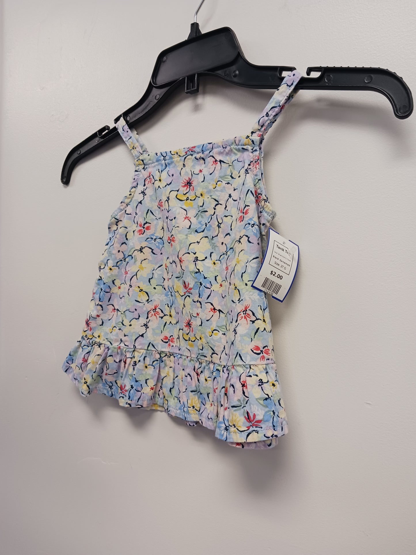 Blue/Colorful Flower Garnaimals Tank Top, 2T G