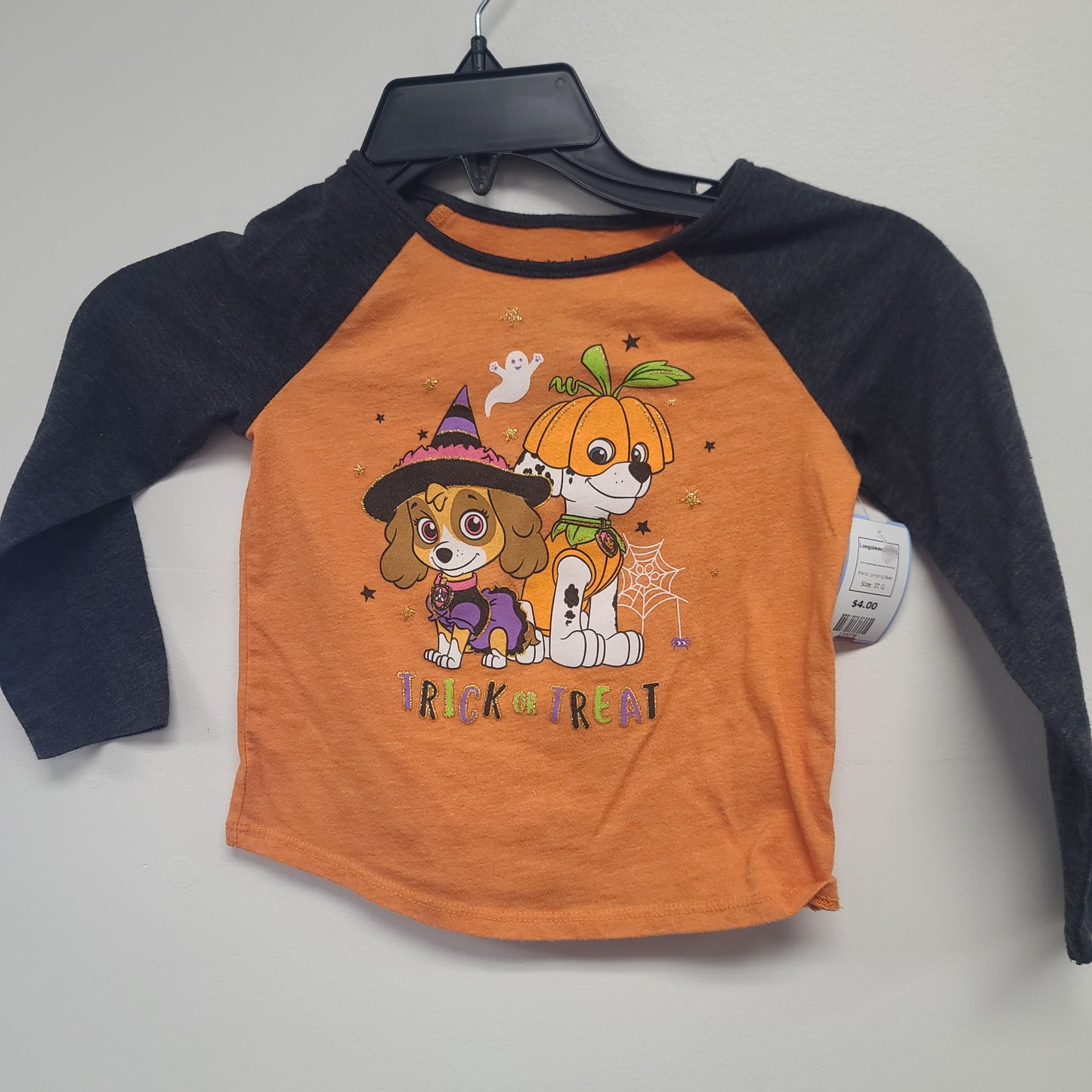 Grey/Orange Halloween Paw Patrol Jumping Bean Longsleeve Shirt, 3T G