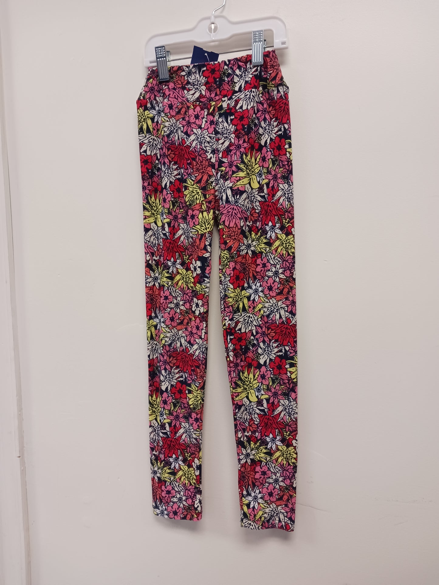 Pink/Red/Yellow Flower Lularoe Leggings, L/XL