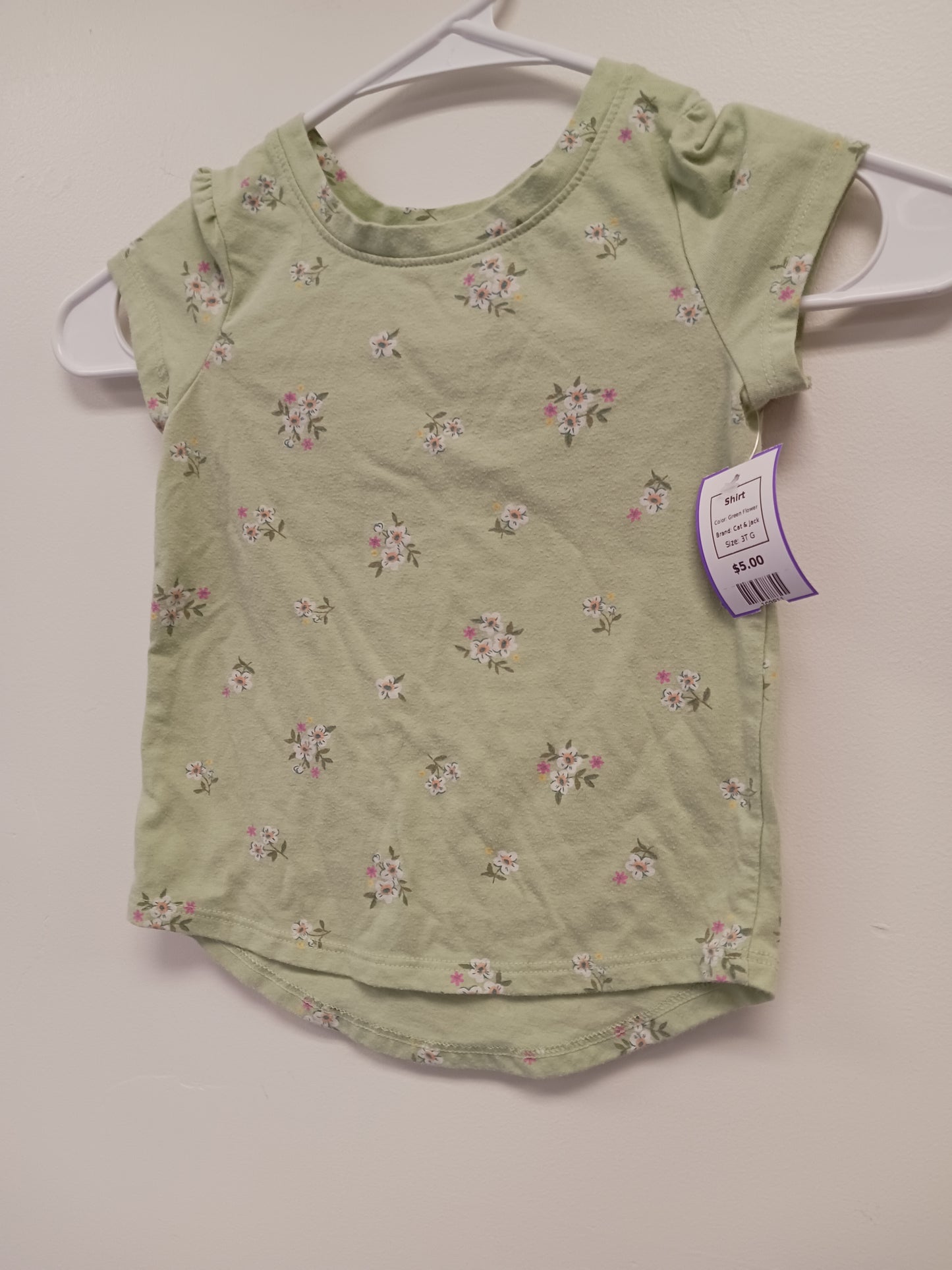 Green Flower Cat & Jack Shirt, 3T G
