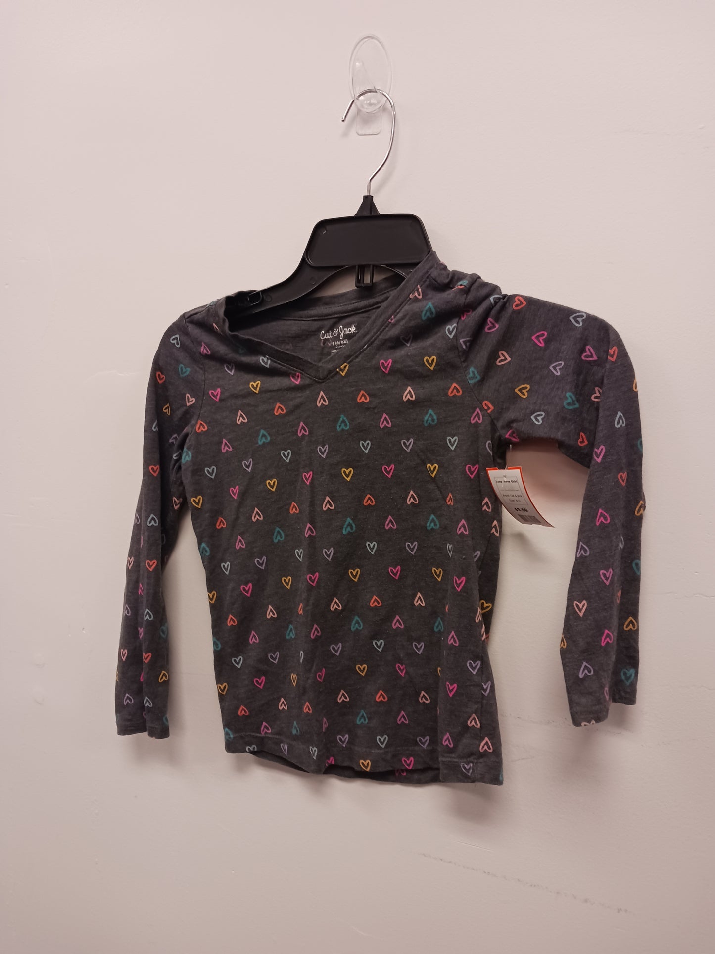 Grey/Colorful Heart Cat & Jack Longsleeve Shirt, 6 G