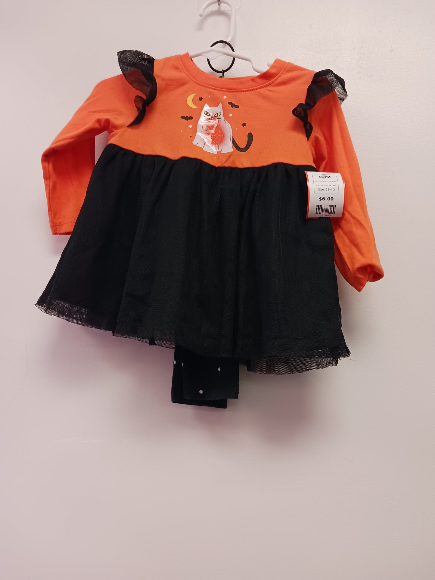 Orange/Black Halloween Cat & Jack Outfit, 18M G