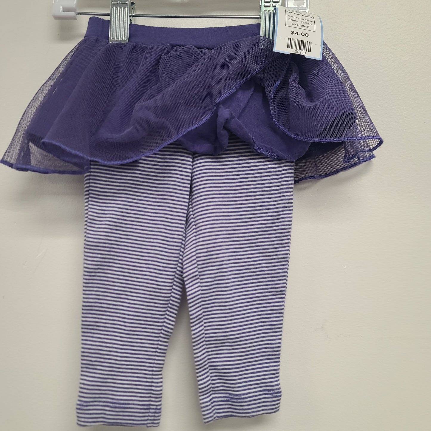 Purple/White Carters Skirted Pants, 9M G