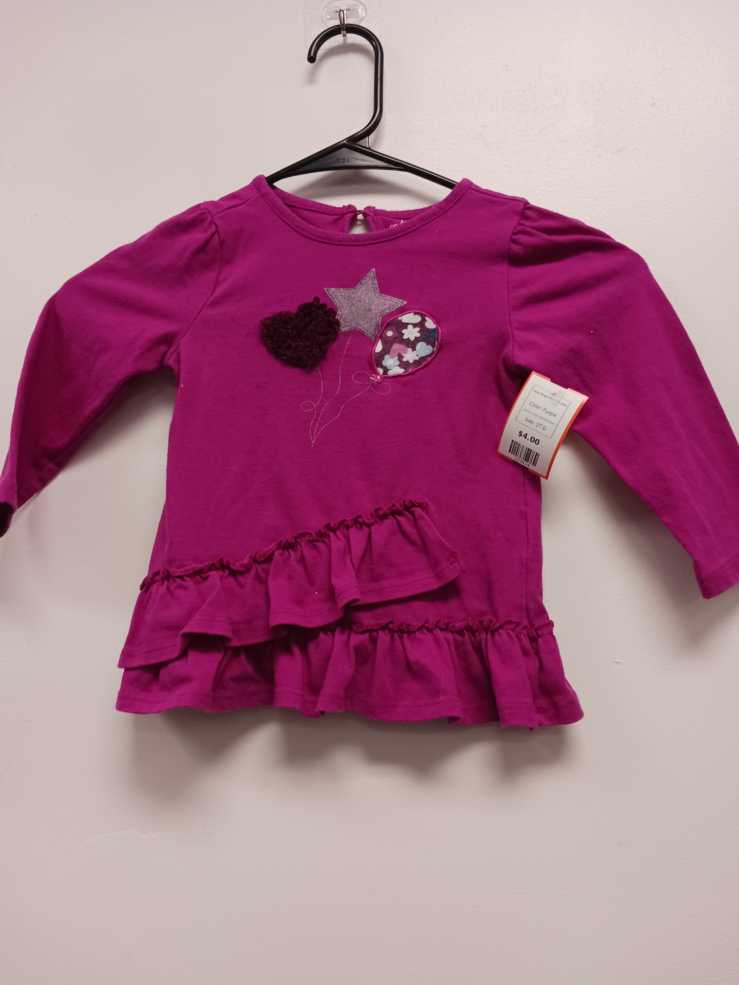 Purple Kids Headquarters Long Sleeve Balloon Shirt, 2T G