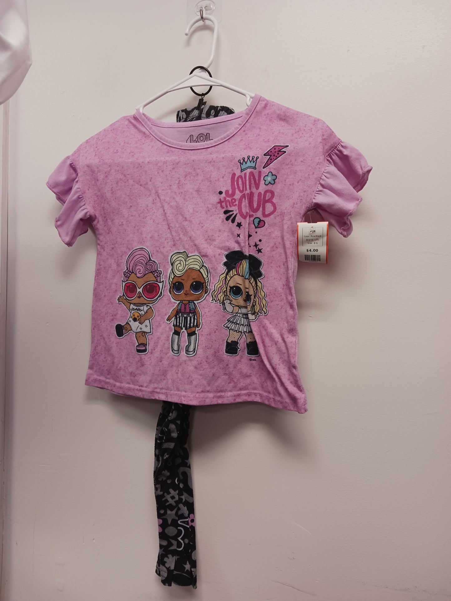 Pink/Black LOL Pjs, 8 G