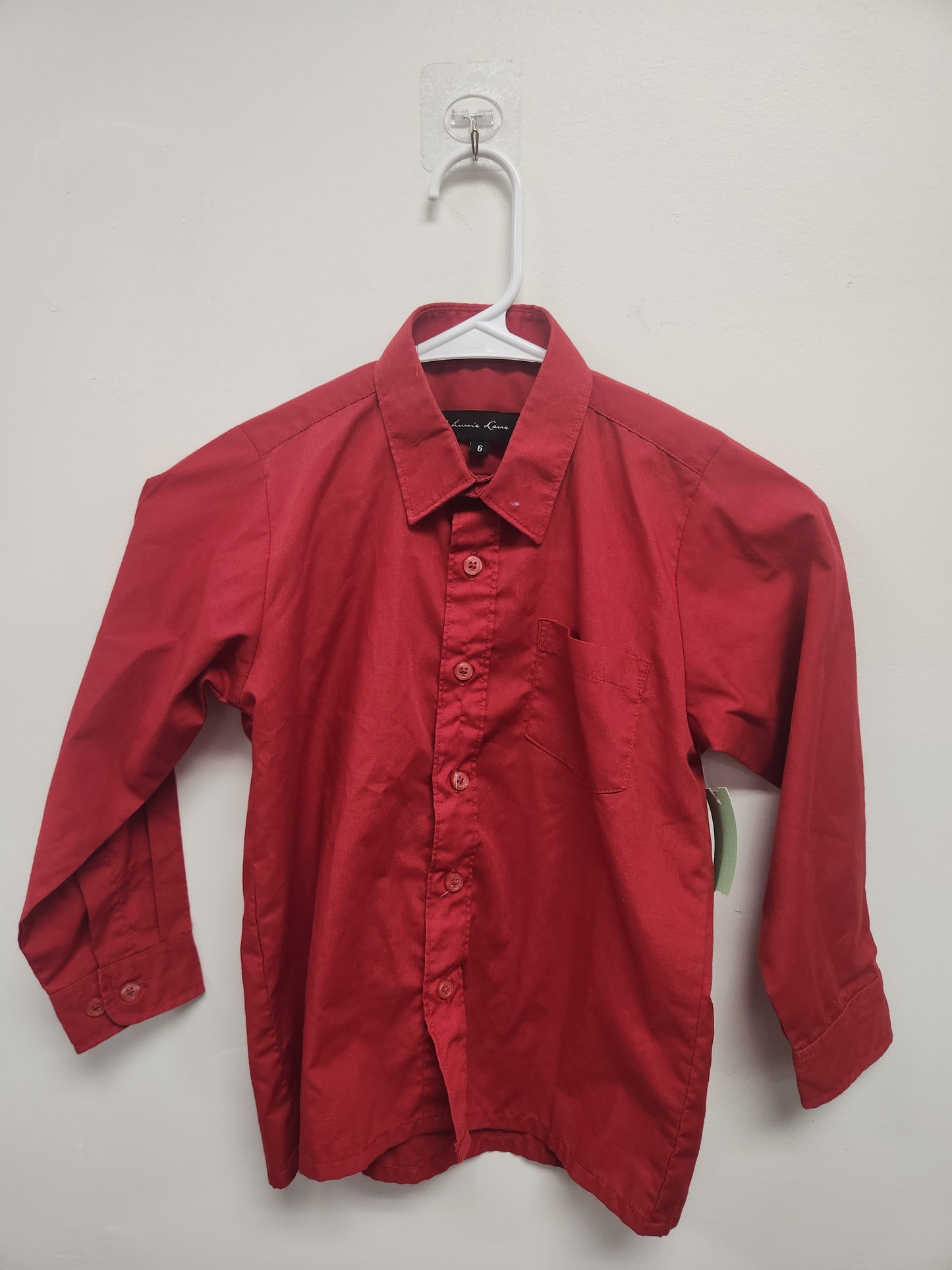Red Johnnie Lane Long Sleeve Button Down Shirt, 6 B
