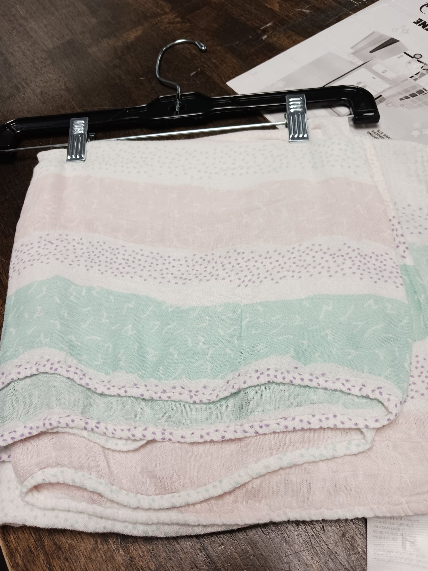 white/green/pink Lulujo Striped Blanket