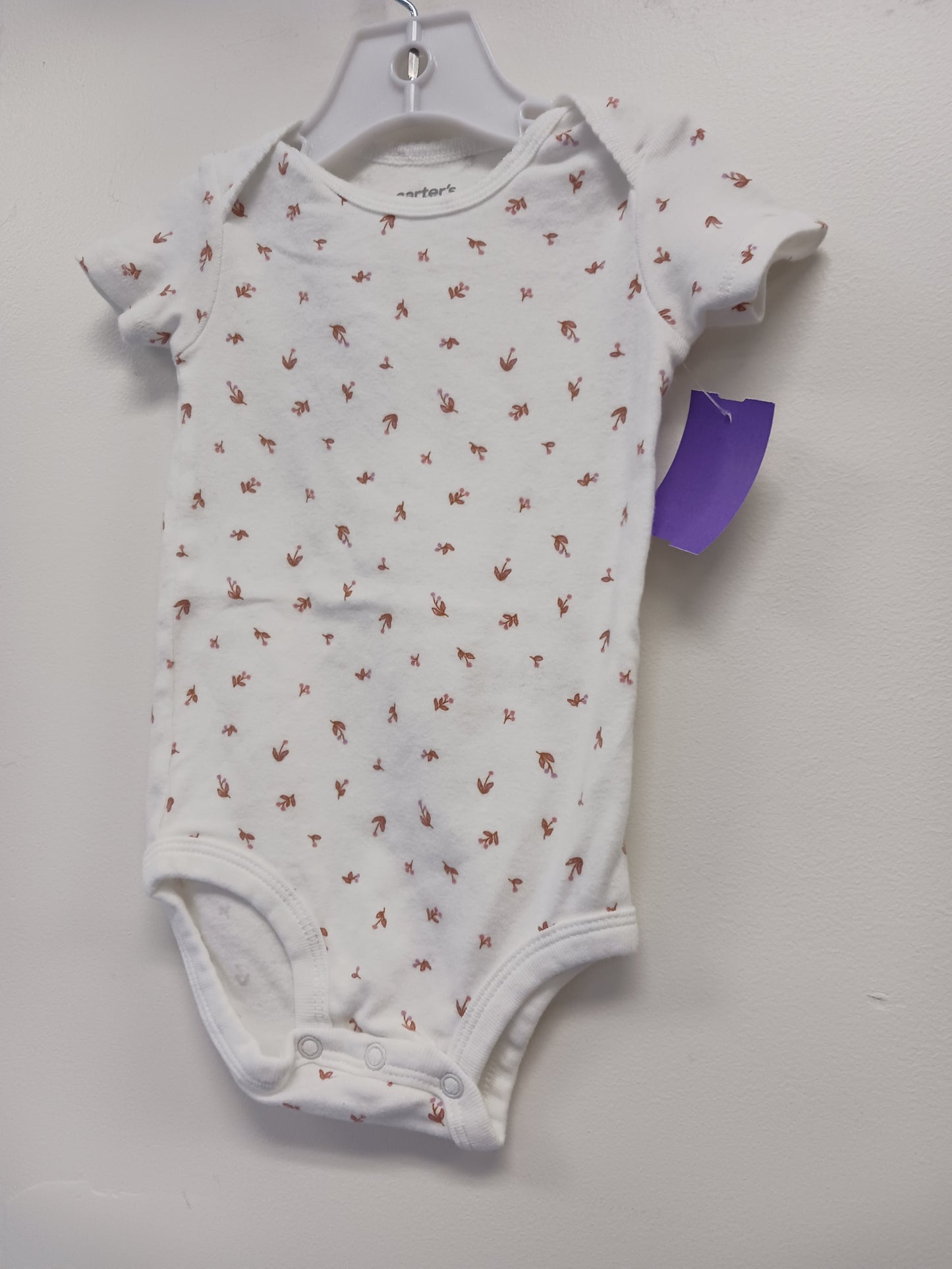 White/Brown Flower Carters Onesie, 9M G