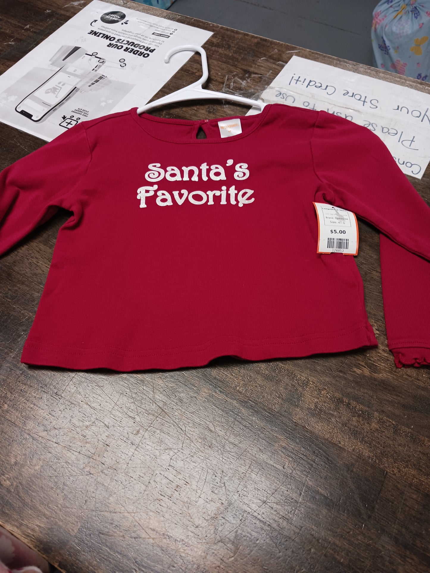 Red Santa's Favorite Gymboree Longsleeve Shirt, 4T G
