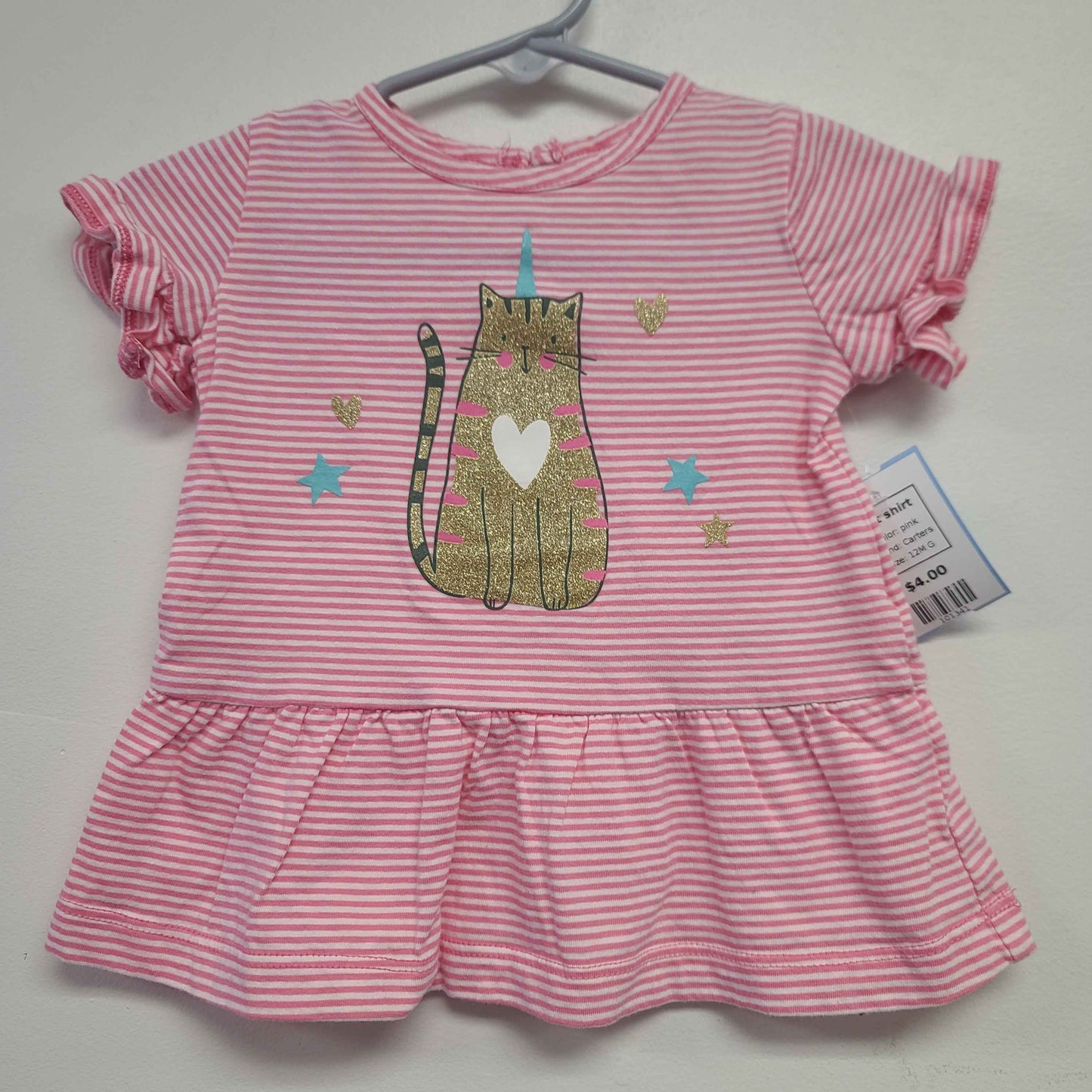 pink Carters Cat shirt, 12M G