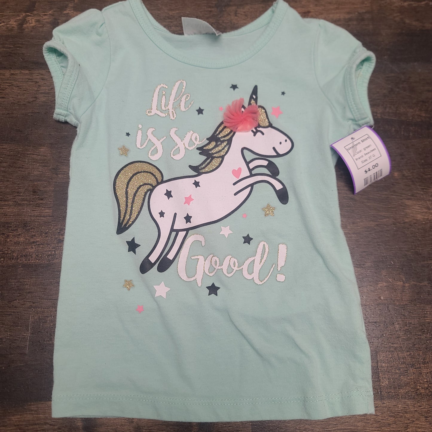 green Beautees Unicorn Shirt, 3T G