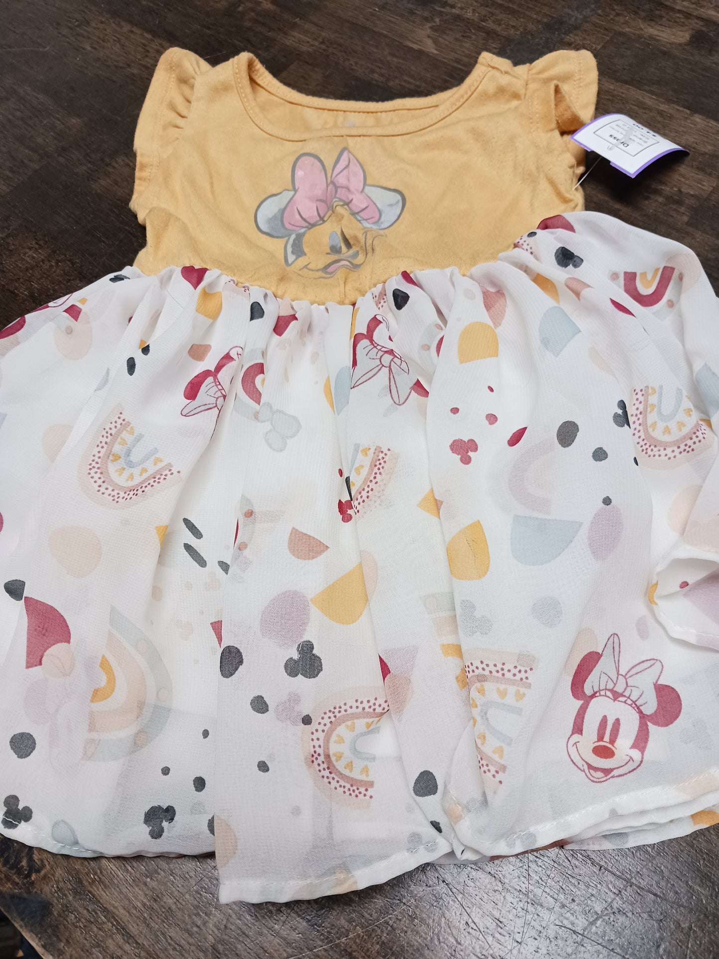 Yellow/White Rainbow Minnie Dress, 18M G