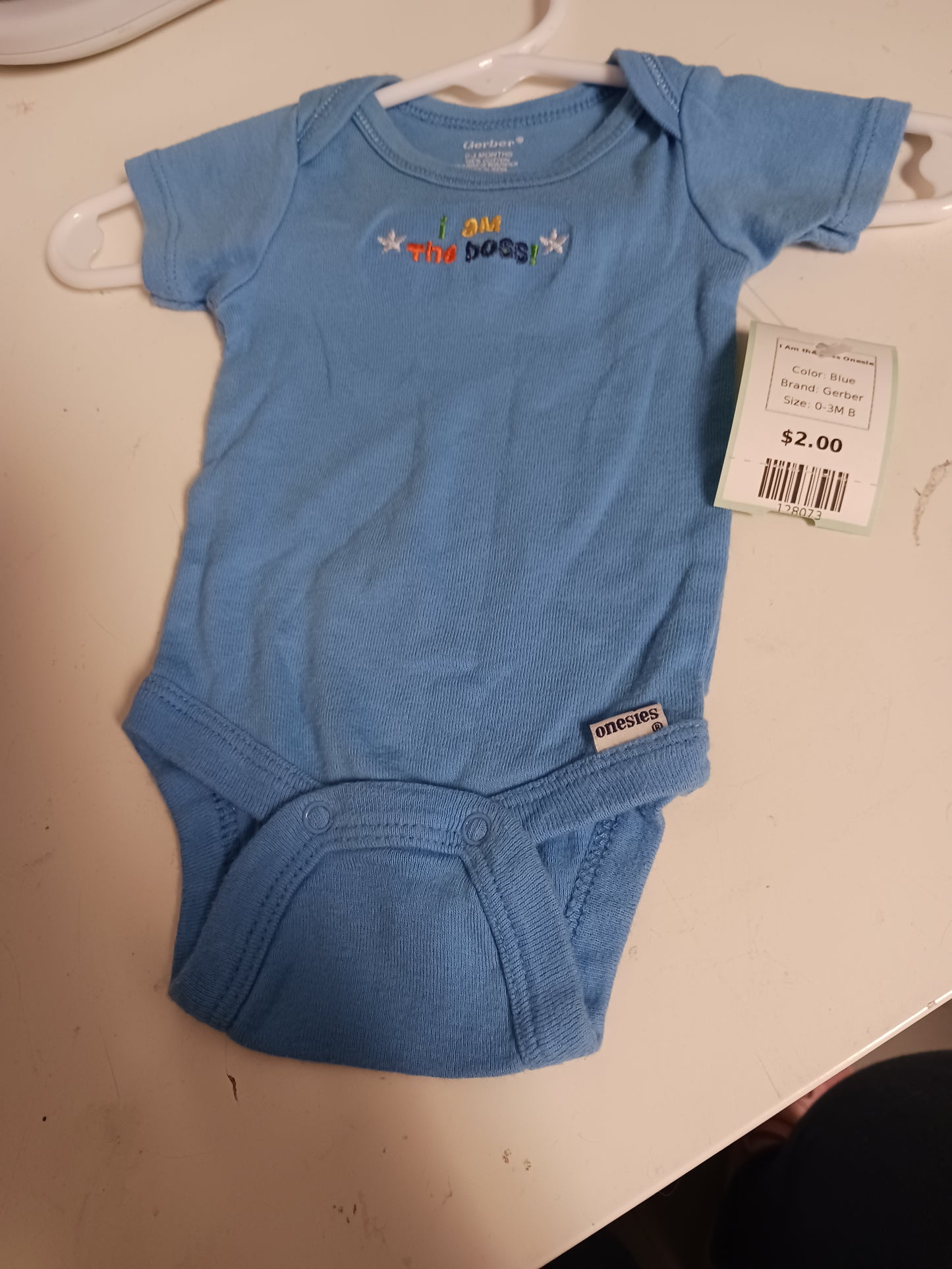 Blue Gerber I Am the Boss Onesie, 0-3M B