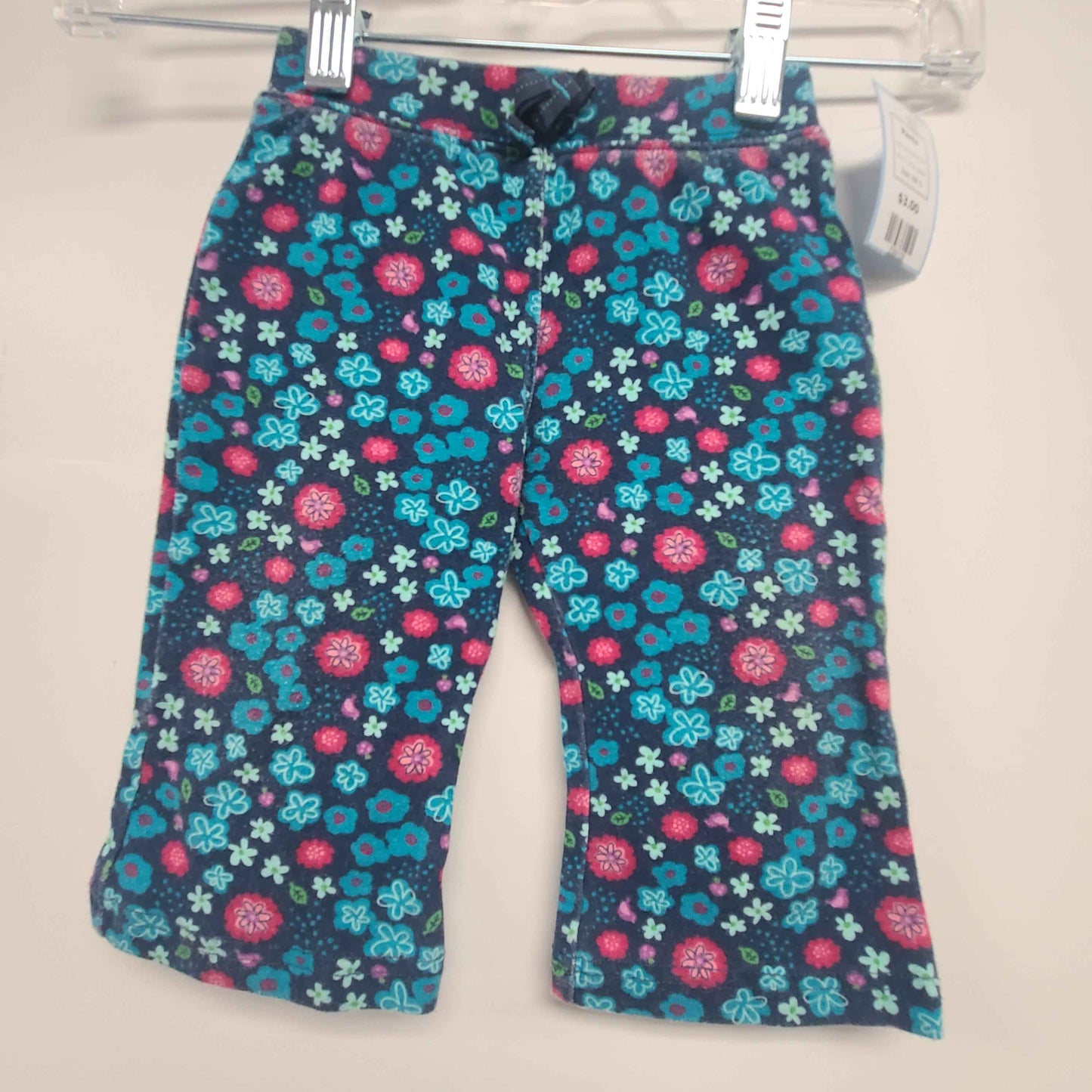 Navy/Colorful Flower Jumping Bean Pants, 6M G
