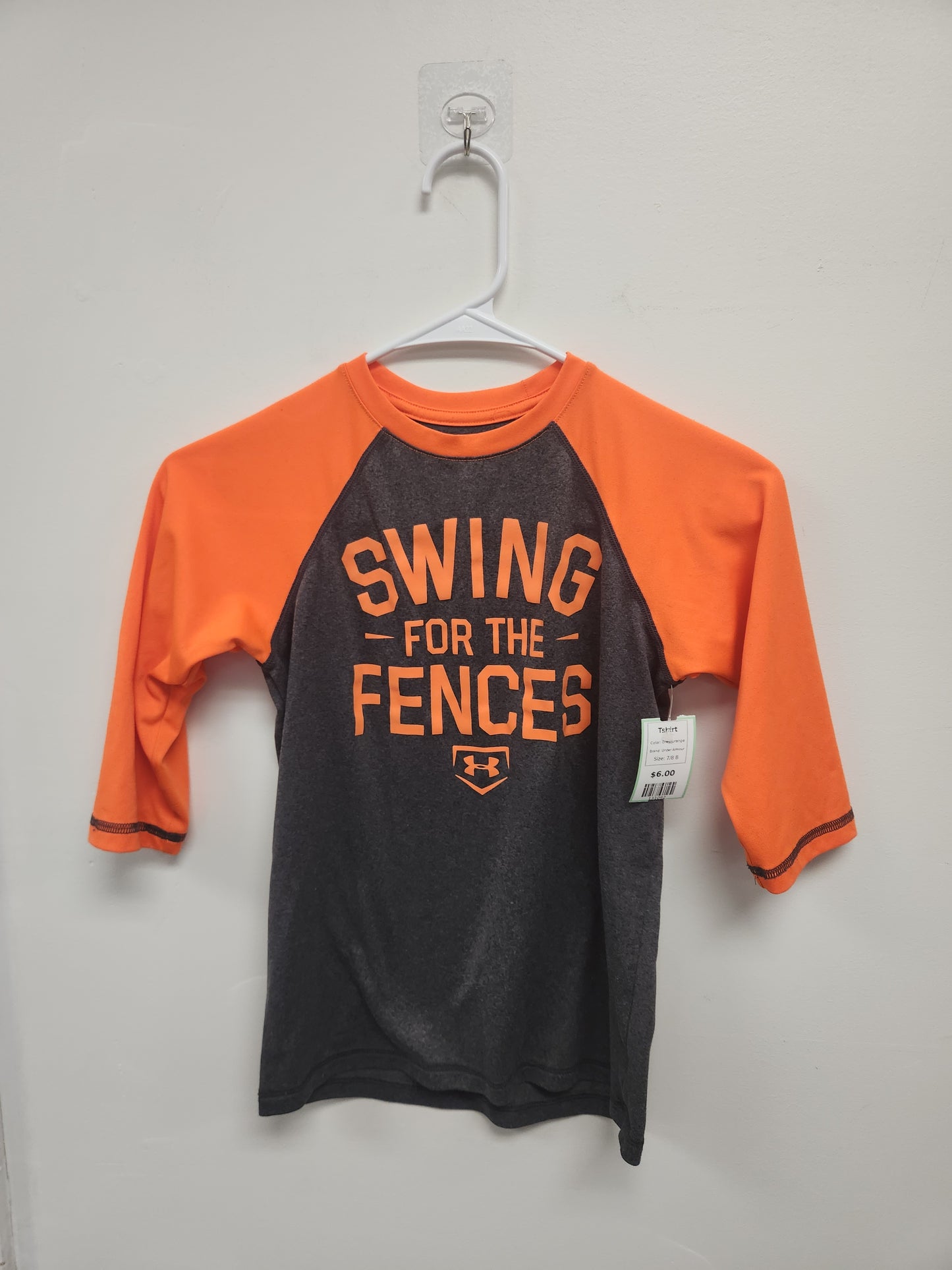 Grey/Orange Under Armour Tshirt, 7/8 B