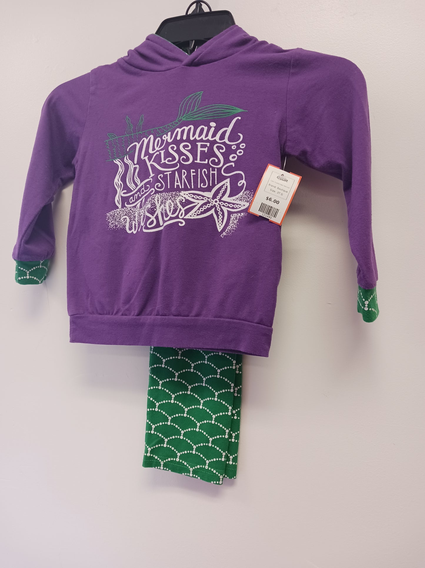 Purple/Green Mermaid Boutique Outfit, 3T G
