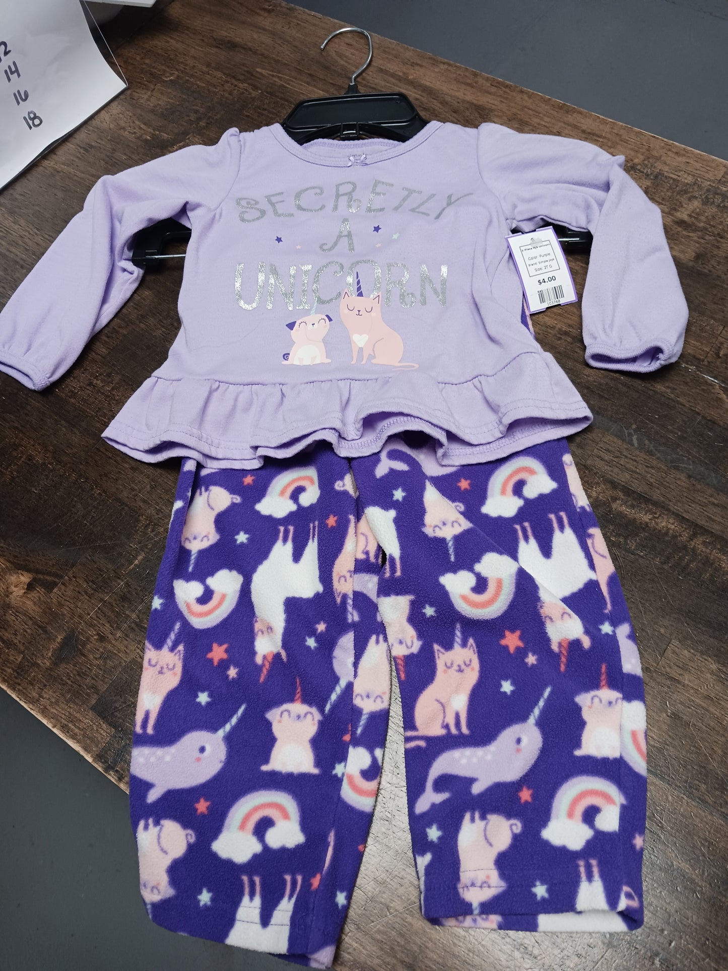 Purple Simple Joys 2 Piece PJS Unicorn, 2T G