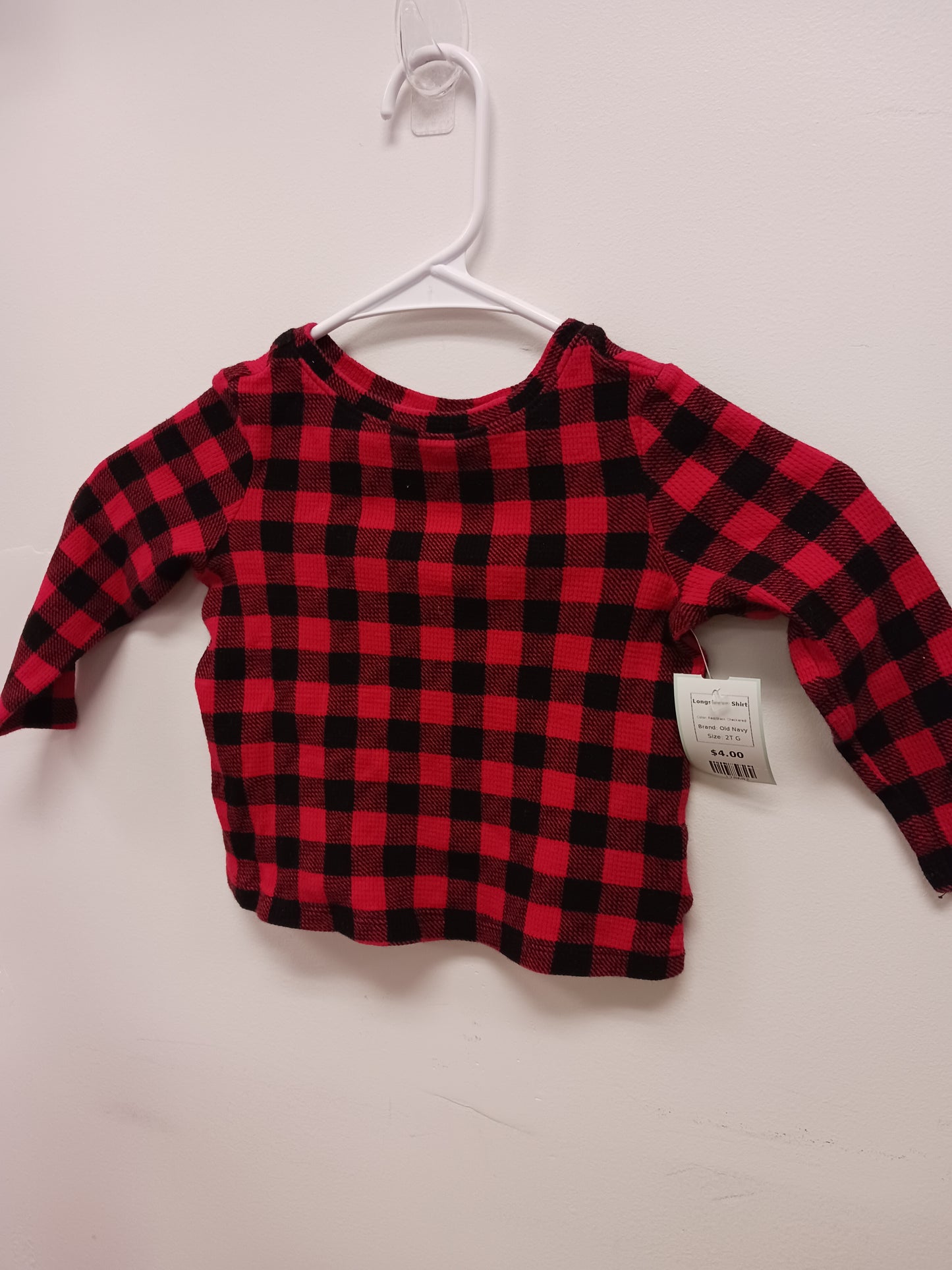 Red/Black Checkered Old Navy Longsleeve Shirt, 2T G