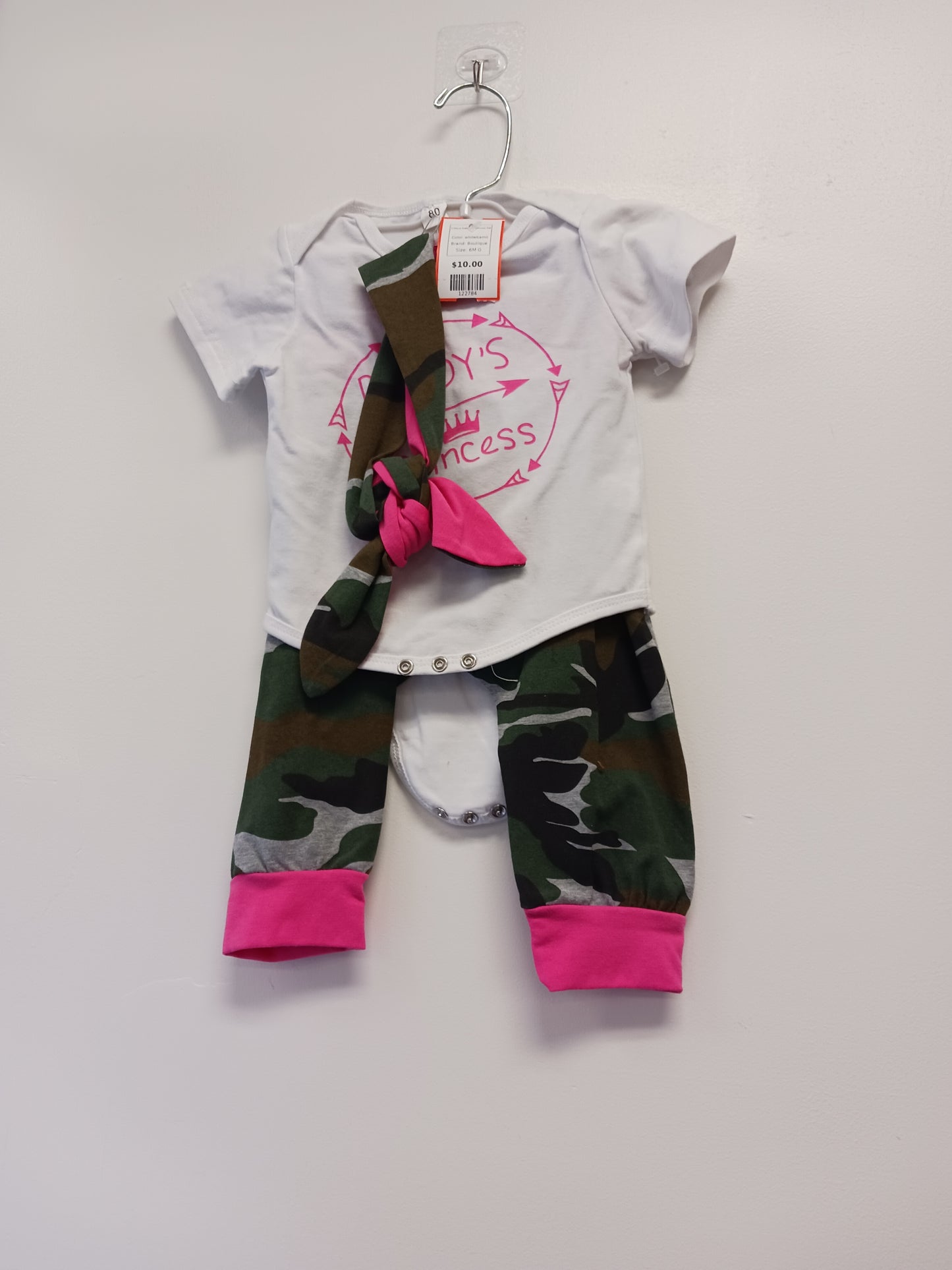 white/camo Boutique 3 Piece Daddy's Princess Set, 6M G