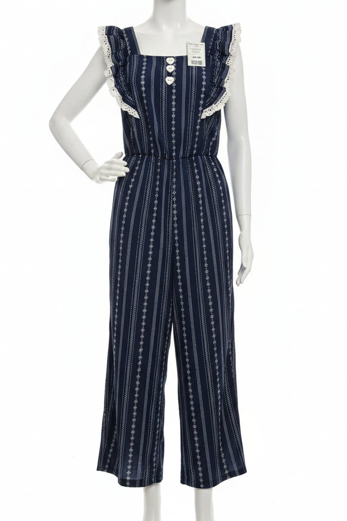 Navy/White Lily Bleu Pant Romper, 8 G