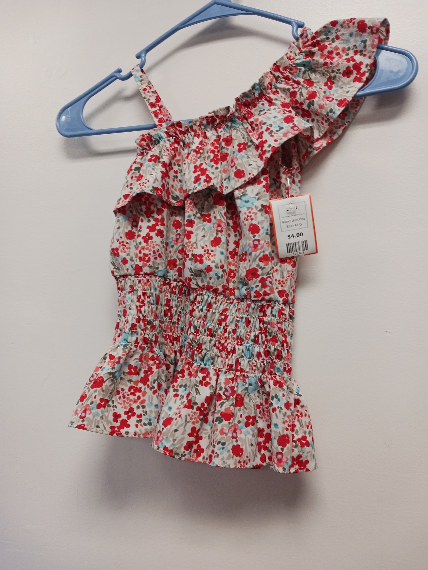 White/Red/Blue/Brown Flower Girls Pink Shirt, 4T G