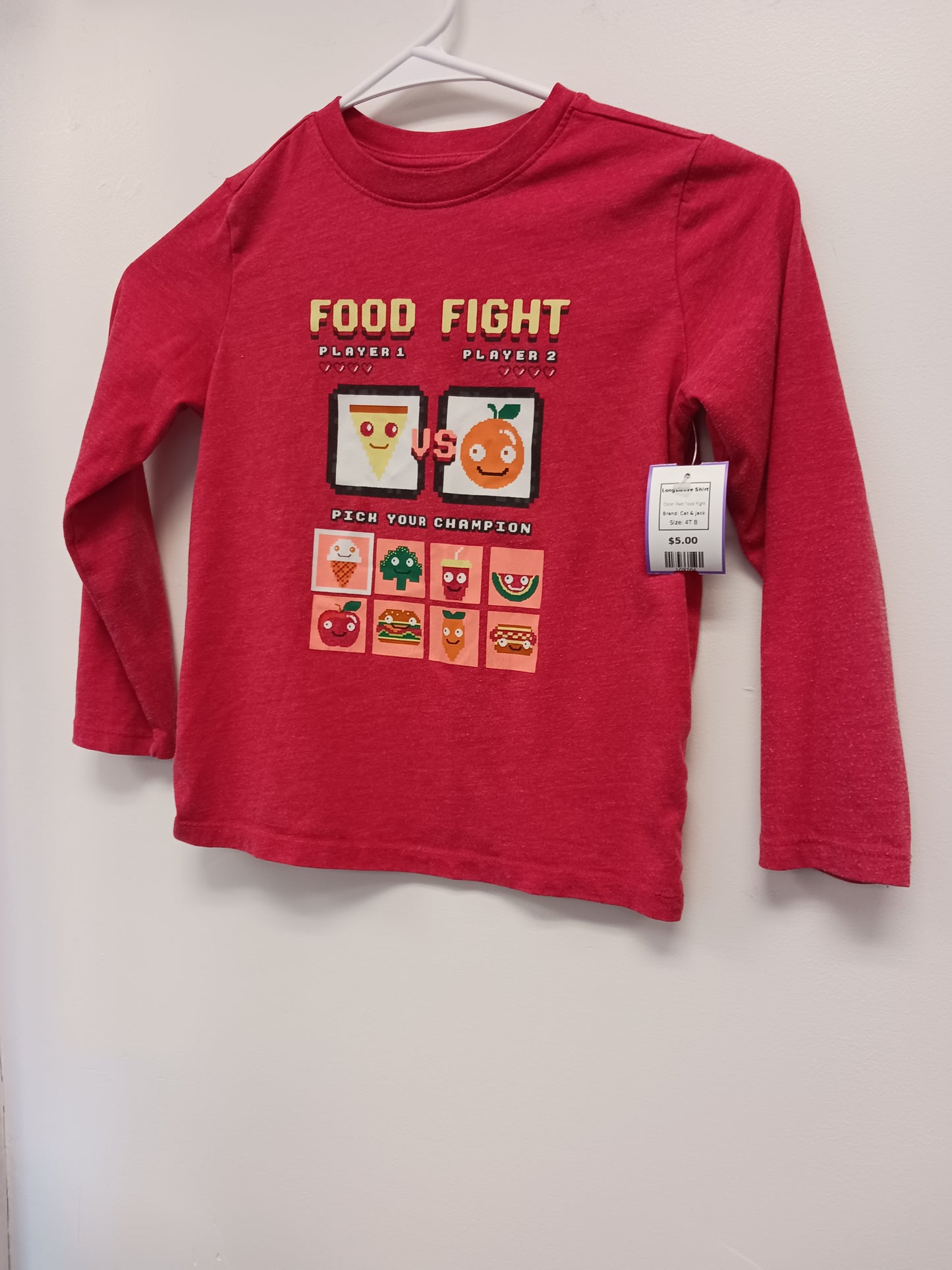 Red Food Fight Cat & Jack Longsleeve Shirt, 4T B