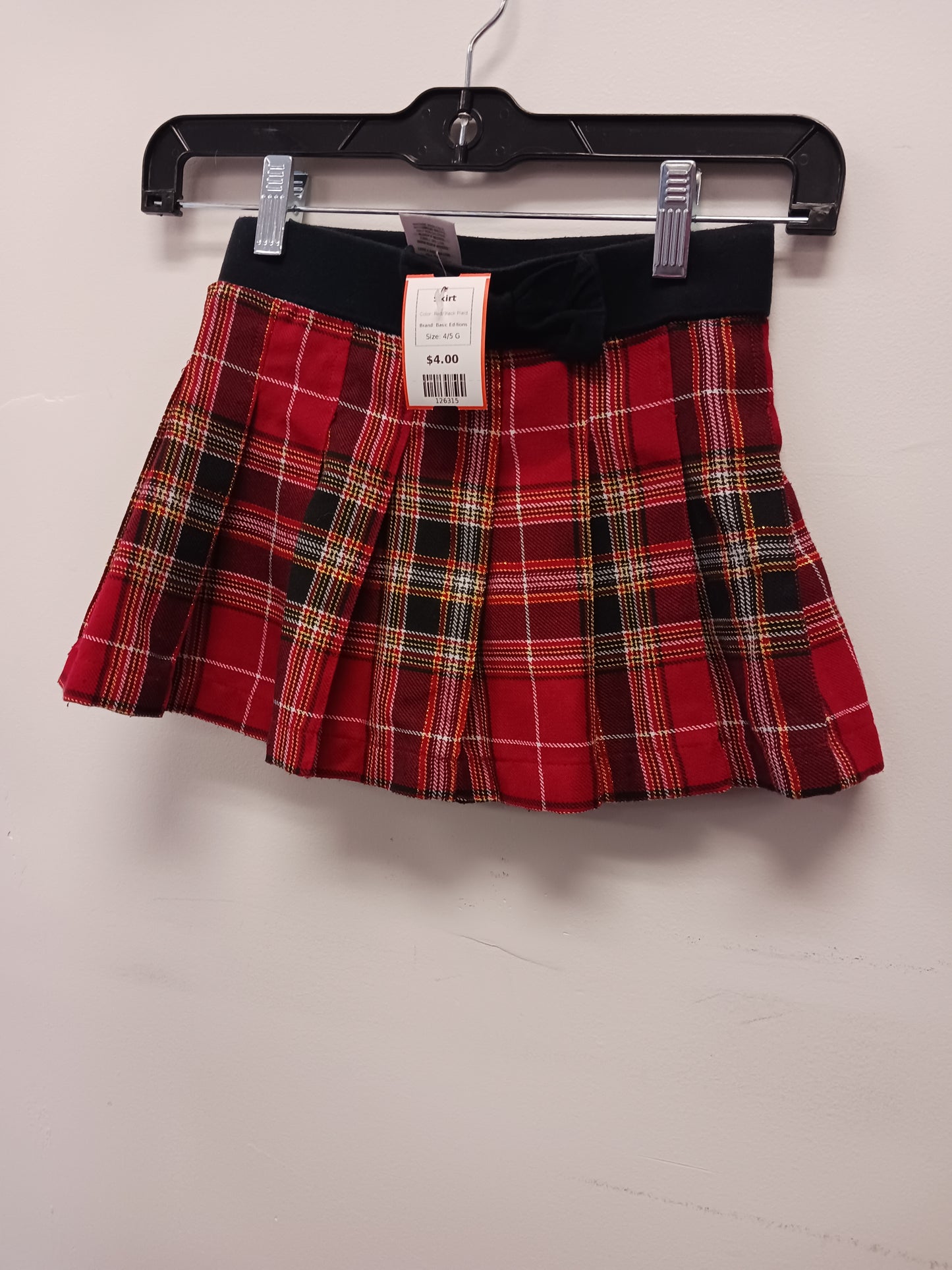 Red/Black Plaid Basic Editions Skirt, 4/5 G