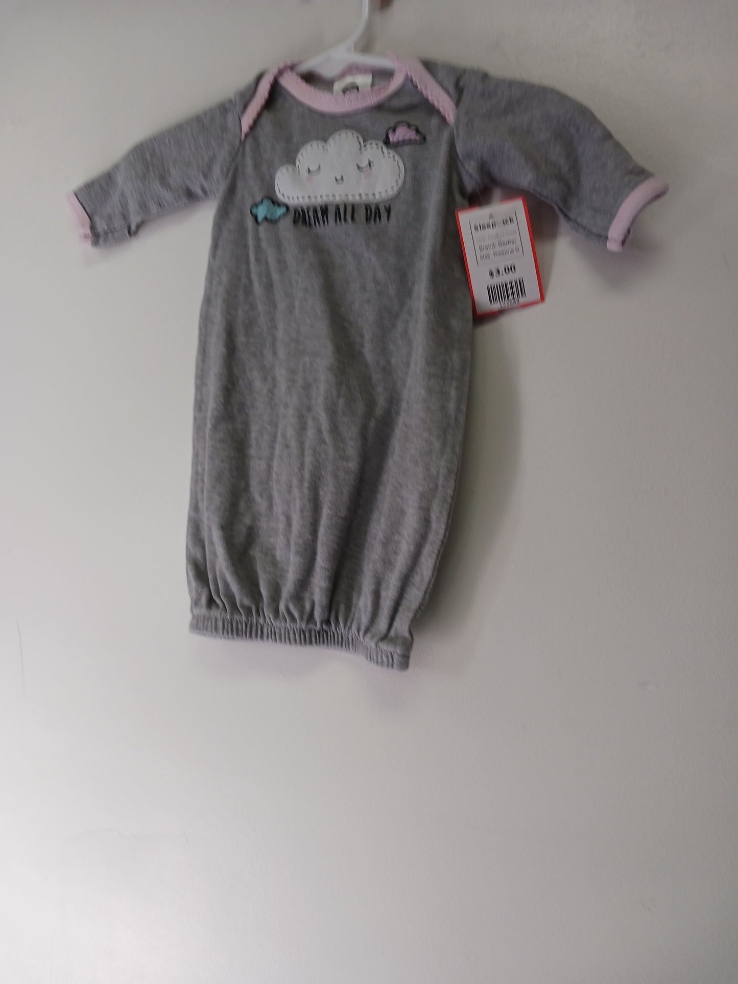 Grey/Pink Cloud Gerber Sleepsack, Preemie G
