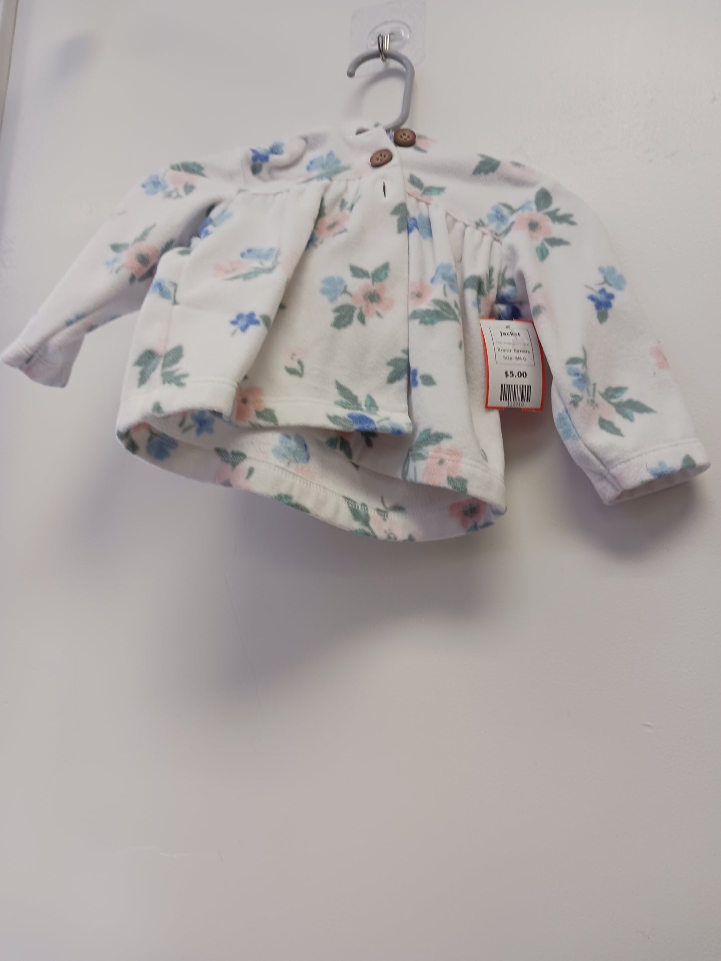 White/Pink/Blue Flower Carters Jacket, 6M G