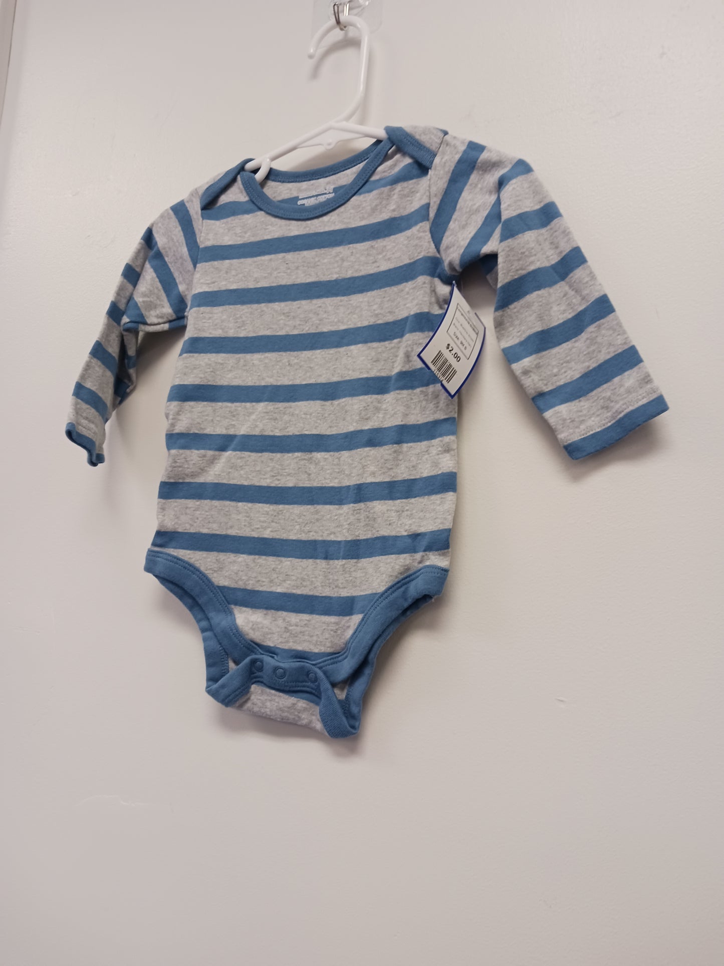 Blue/Grey Striped Members Mark Longsleeve Onesie, 9M B