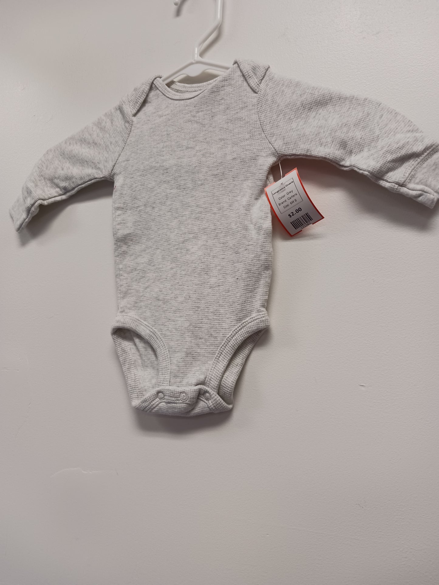 Grey Carters Longsleeve Onesie, 6M B