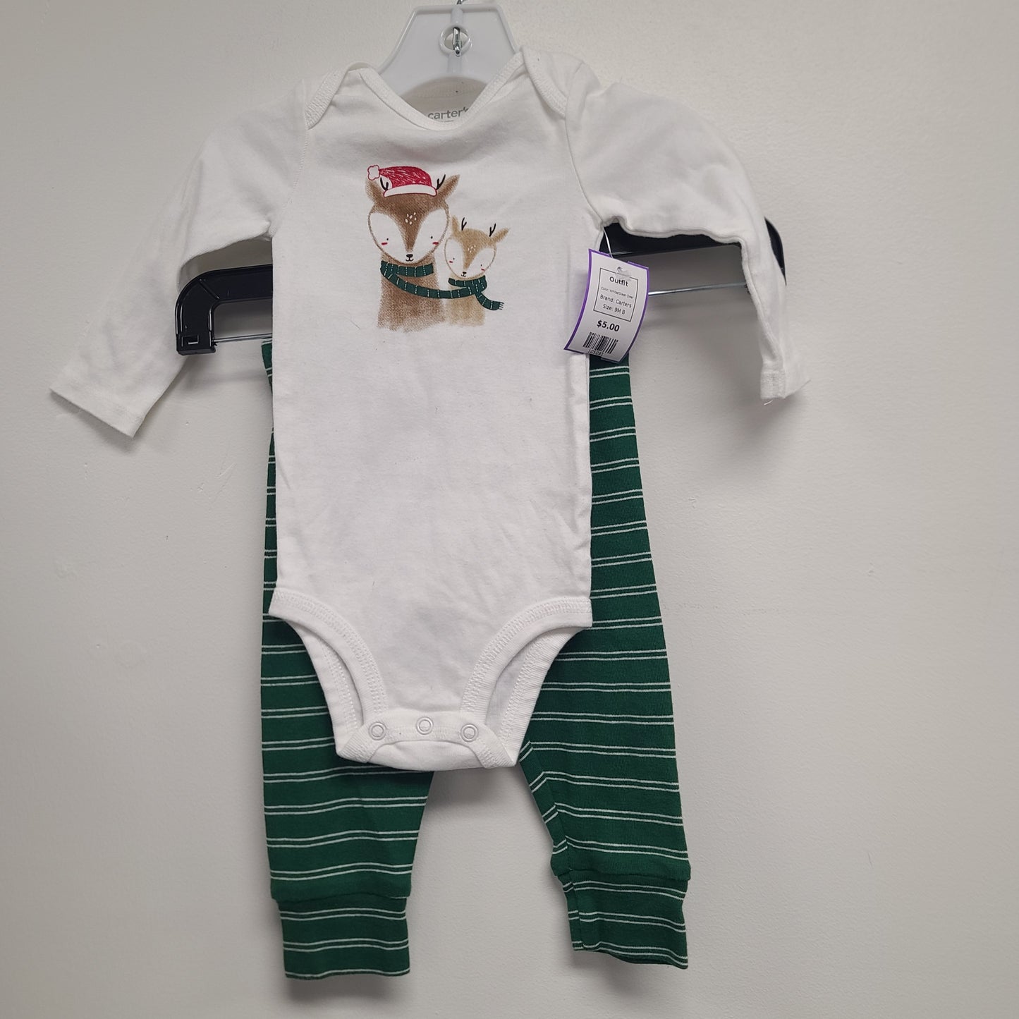 White/Green Deer Carters Outfit, 9M B