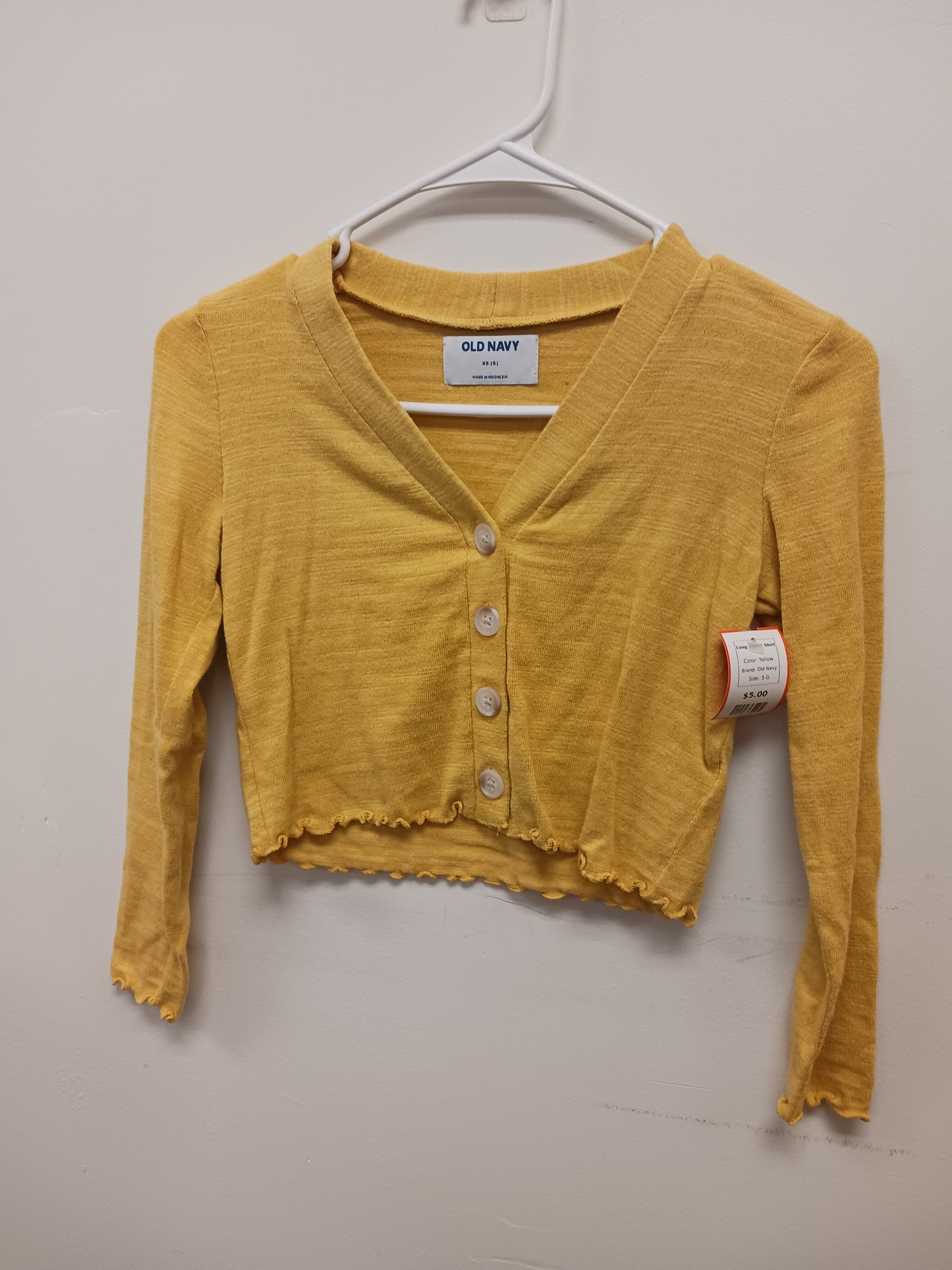 Yellow Old Navy Long Sleeve Shirt, 5 G
