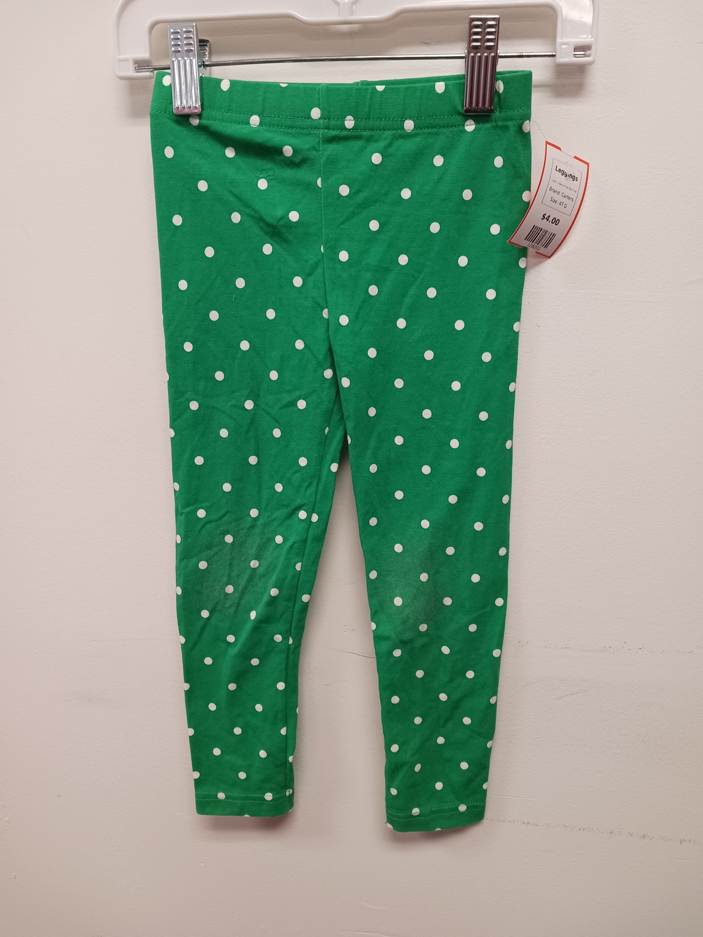 Green/White Polka Dot Carters Leggings, 4T G