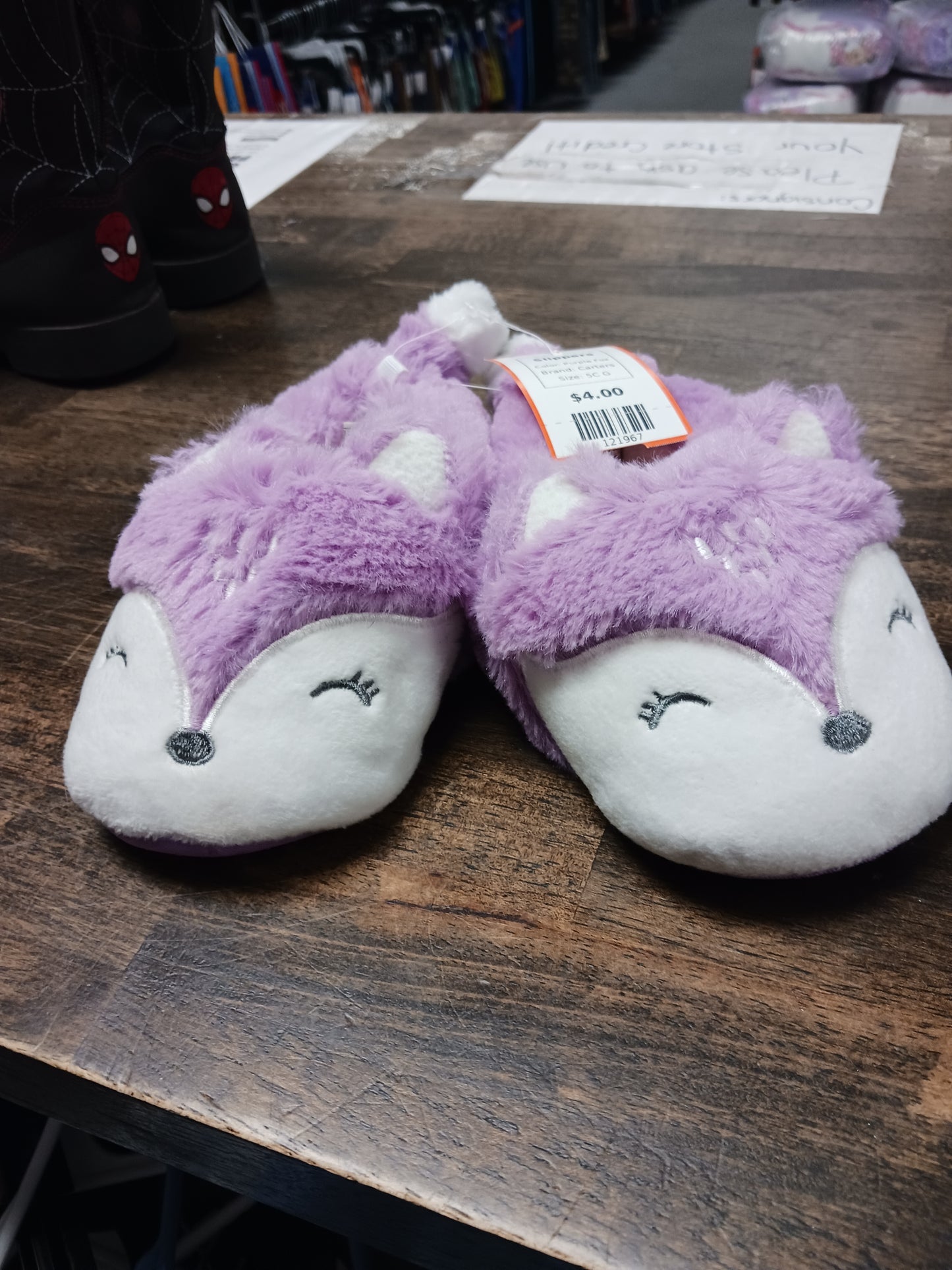 Purple Fox Carters Slippers, 5C G