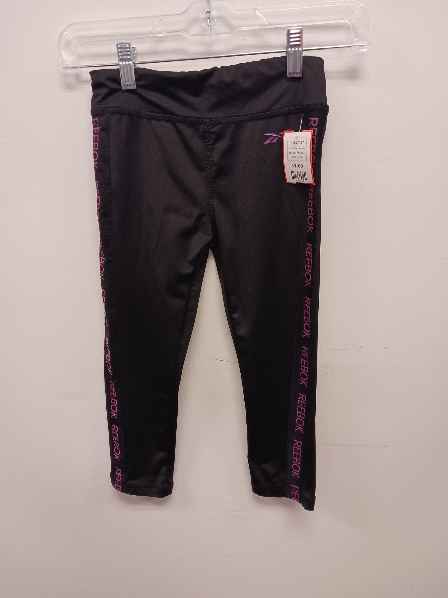 Black/Purple Reebok Leggings, 7 G