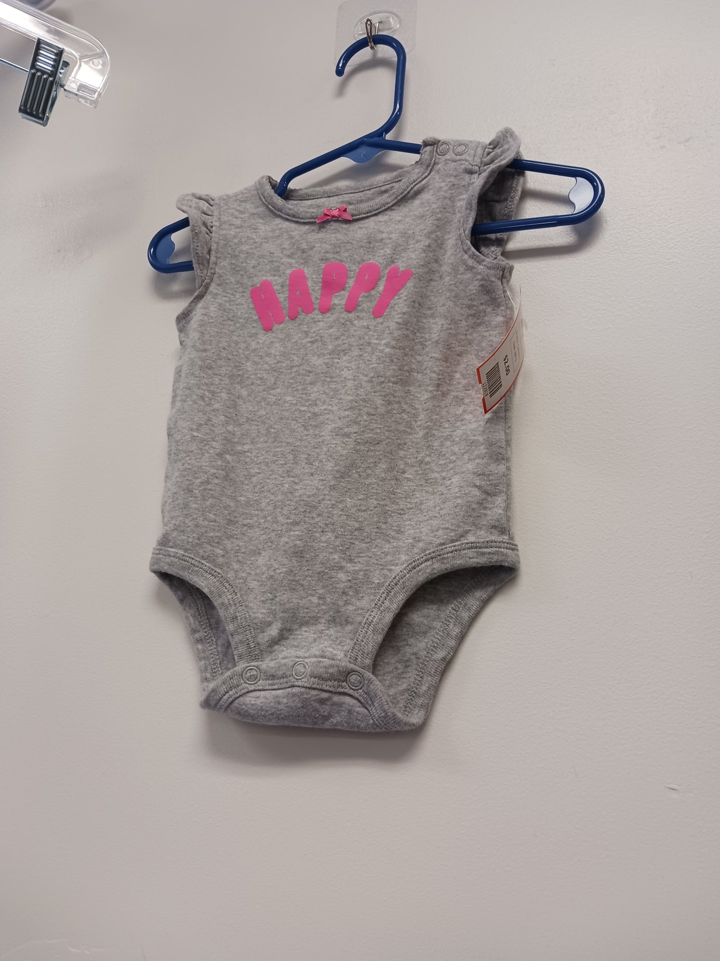 Grey/Pink Happy Carters Onesie, 6M G
