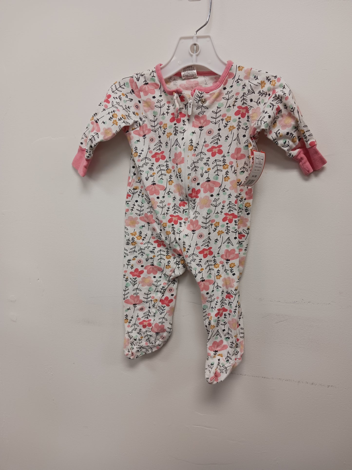 pink/white Gerber Flower Sleeper, 3-6M G