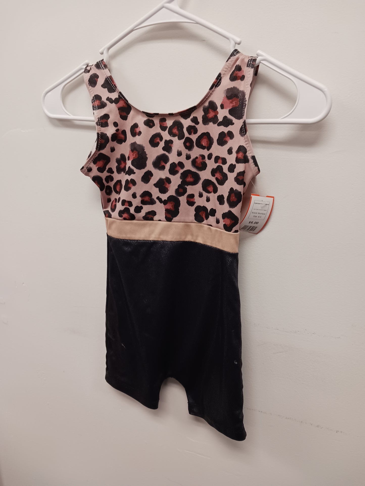 Black/Gold/Tan Cheetah Boutique Gymnastics Leotard, 6 G